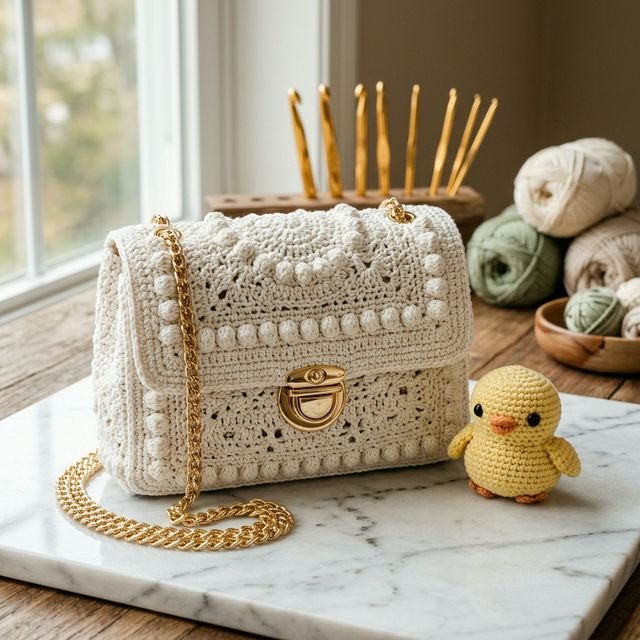 Tas rajut tangan premium Crochetinity dengan amigurumi anak ayam