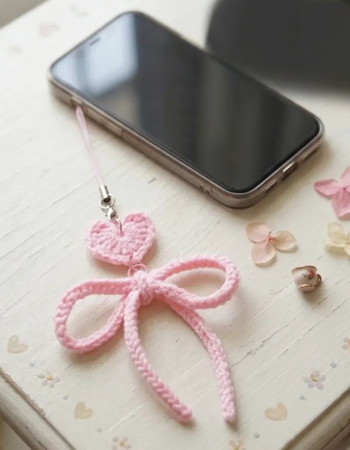 Phone Charm - Gantungan HP rajut lucu dengan aksesoris mutiara